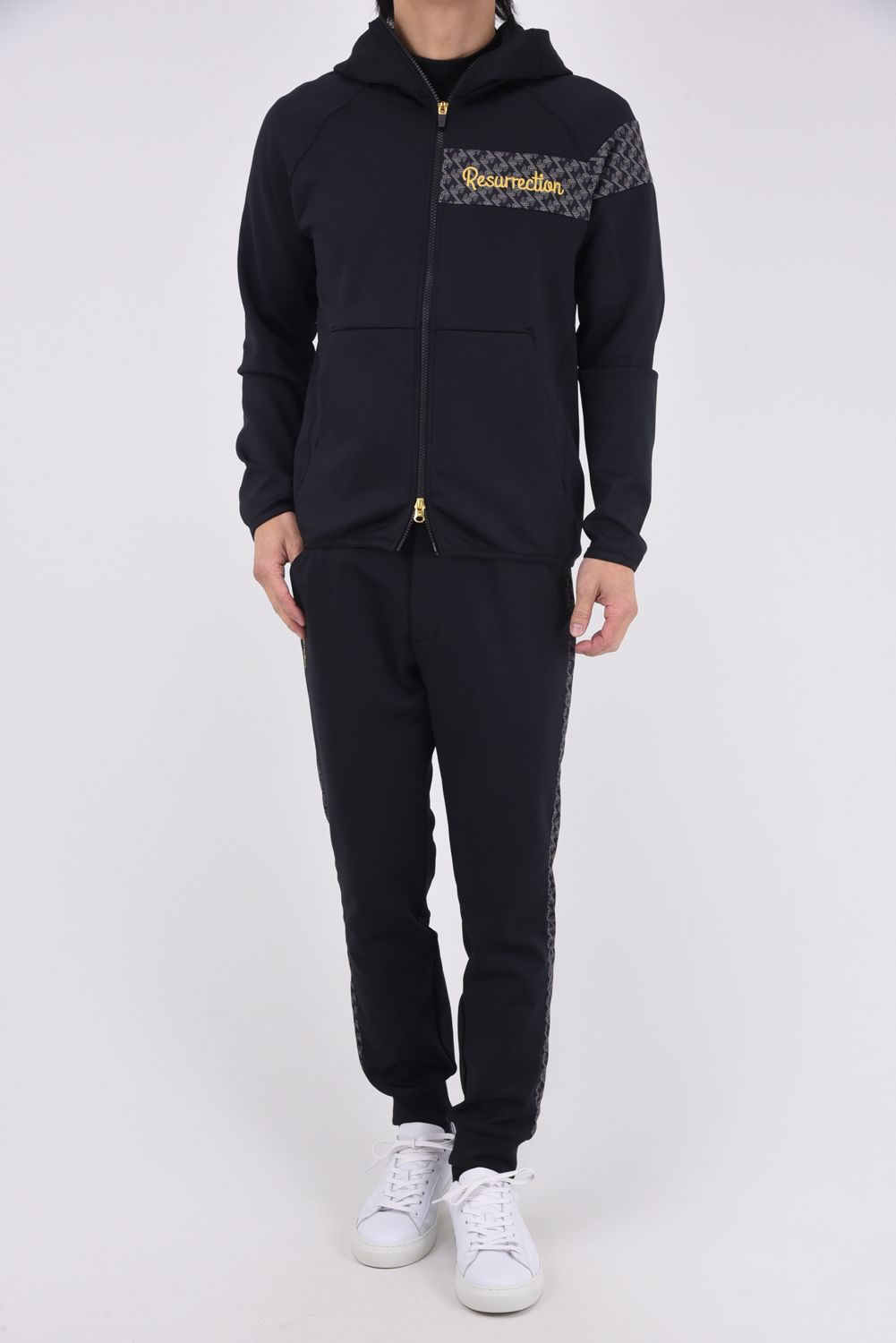 【26SS】 GM ACCENT LINE ZIP UP PARKER / モノトーンシリーズ アクセントライン ジップアップパーカー (ブラック)*