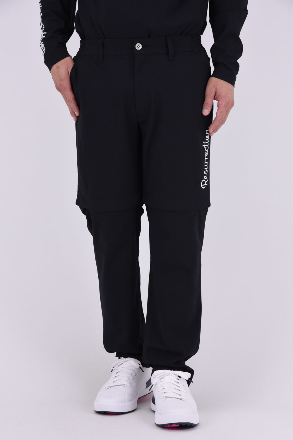 【26AW】 MENS DETACHABLE PANTS / ワッフル生地 ヘムデタッチャブル 2WAYパンツ (ブラック)*
