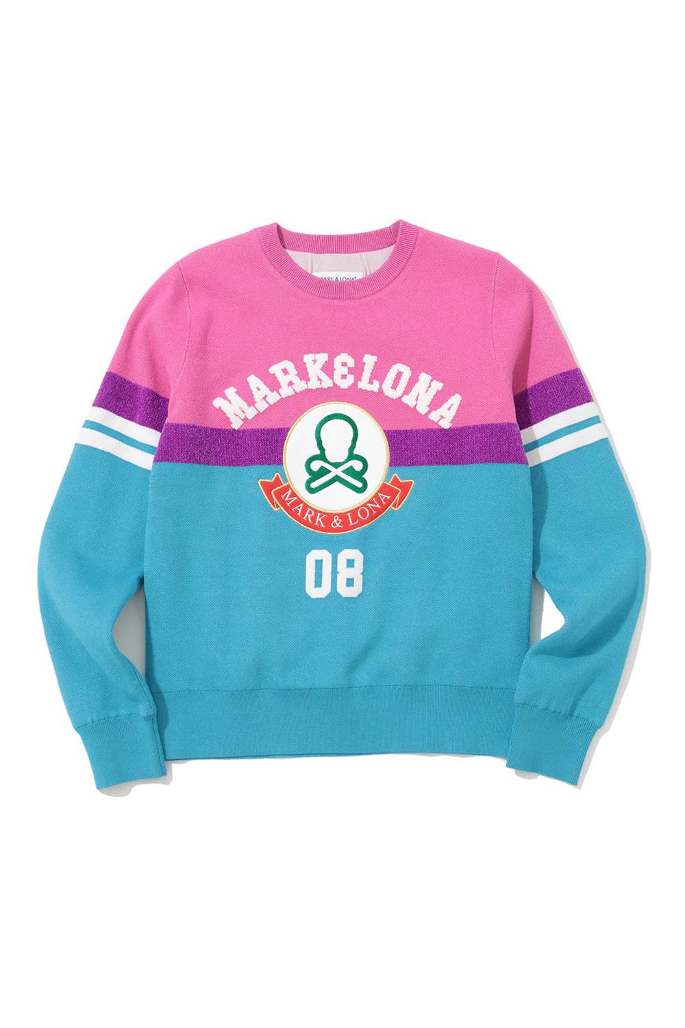 【2025AW】【レディース】 GRAVITY DUAL TONE SWEATER / バイカラーデザイン ブランクスカル ニットプルオーバー (ピンク)