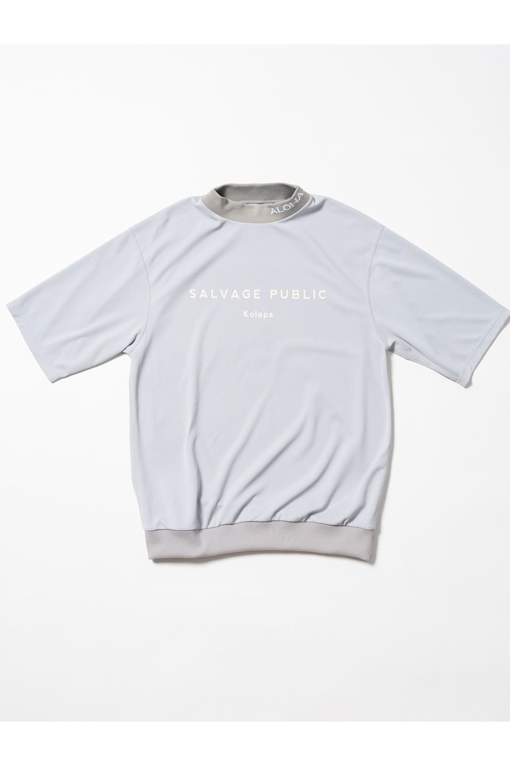 【2026SS】 JQ Ribbed Mockneck S/S(EXELLENCE) / ブランドロゴ 裾リブ ハーフスリーブ モックネックTシャツ (ライトグレー) (4月入荷予定)