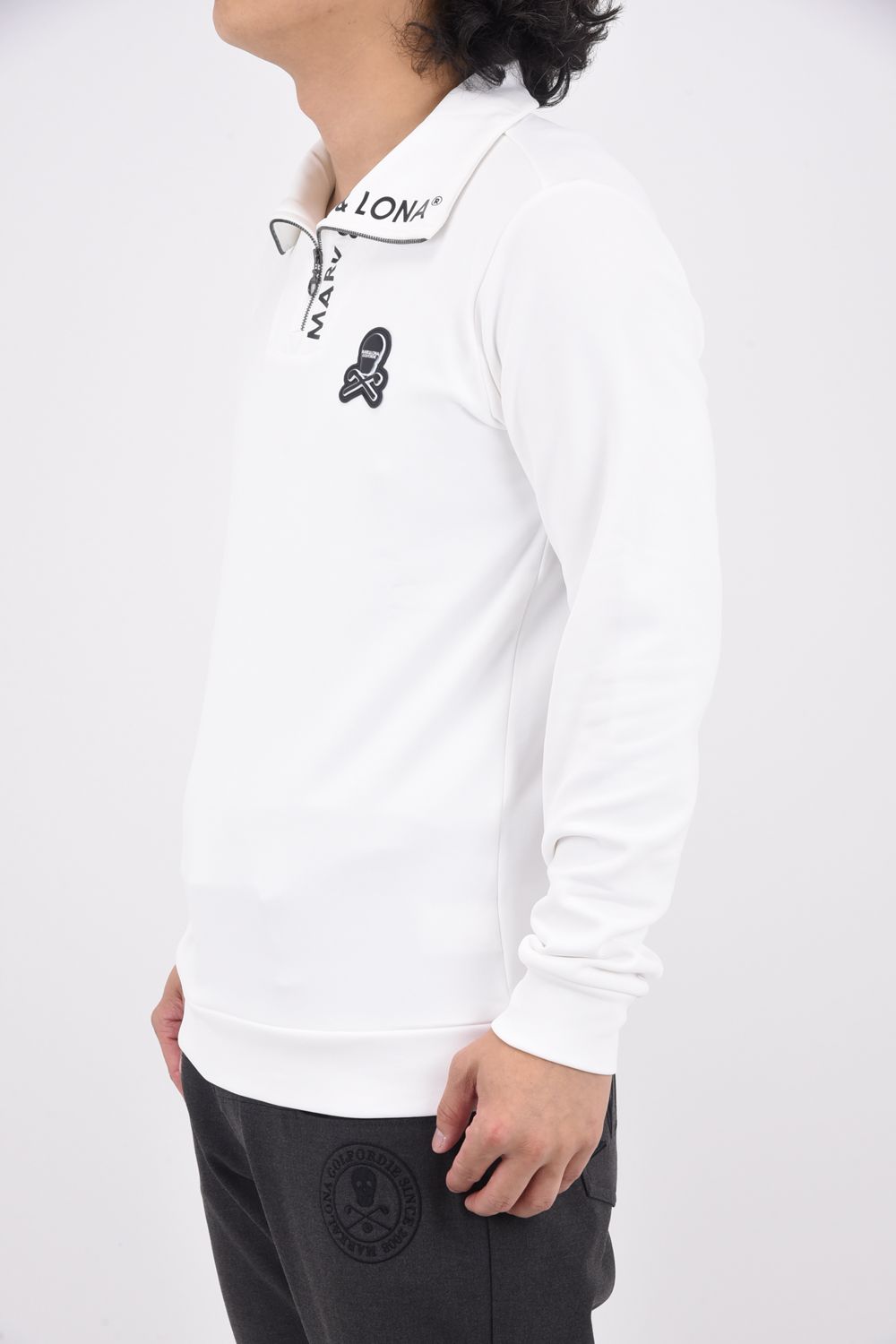 EVER MICRO FLEECE POLO / バックプリント スーパーマイクロフリース ポロシャツ (ホワイト)