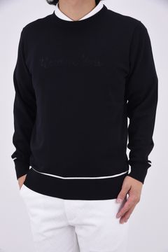 MENS LOGO KNIT CREW NECK / ブランドロゴ クルーネックニット (ブラック)