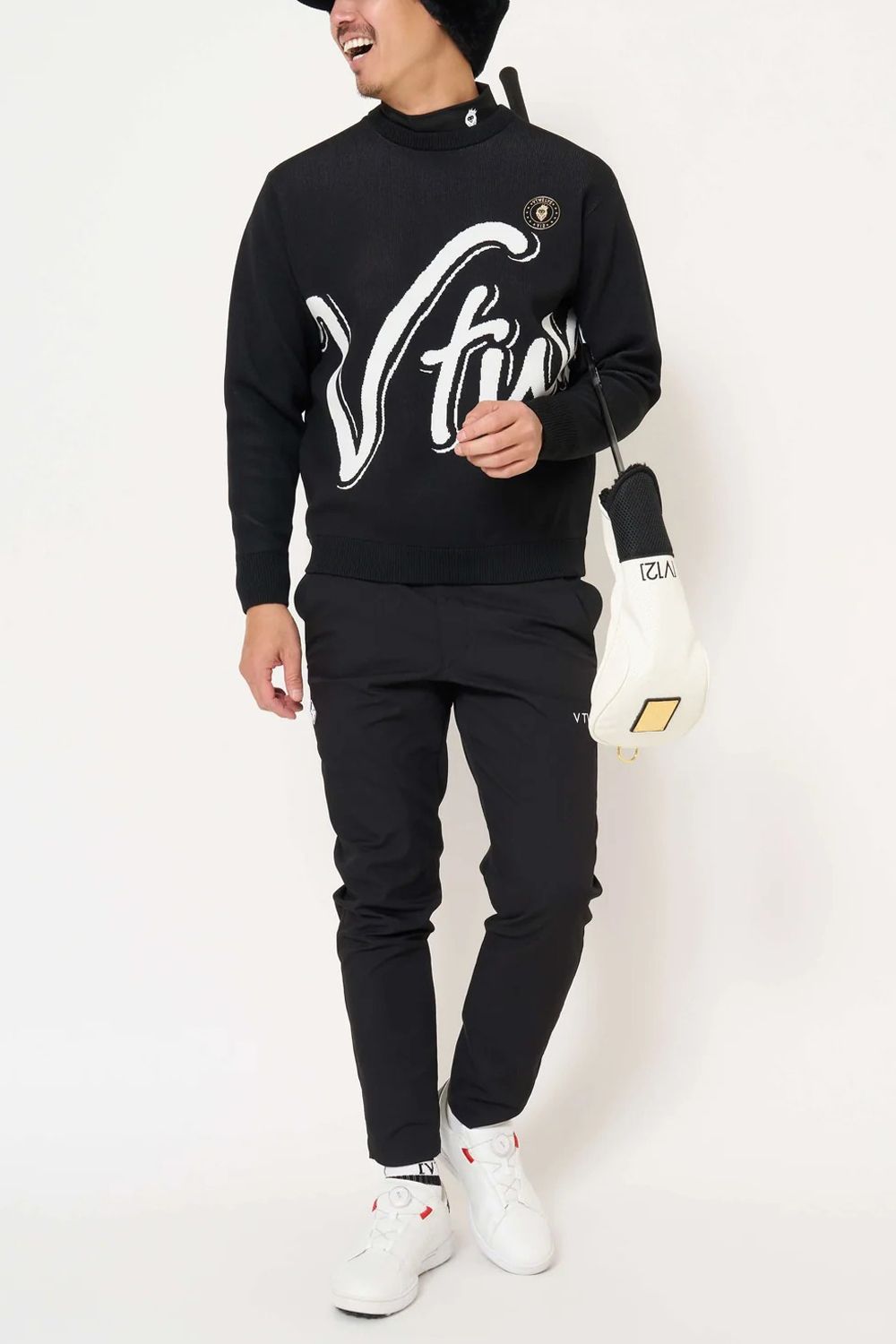 【26AW】 BIG HICKY KNIT / ビッグロゴ 防風裏地付き クルーネックニット (ブラック)
