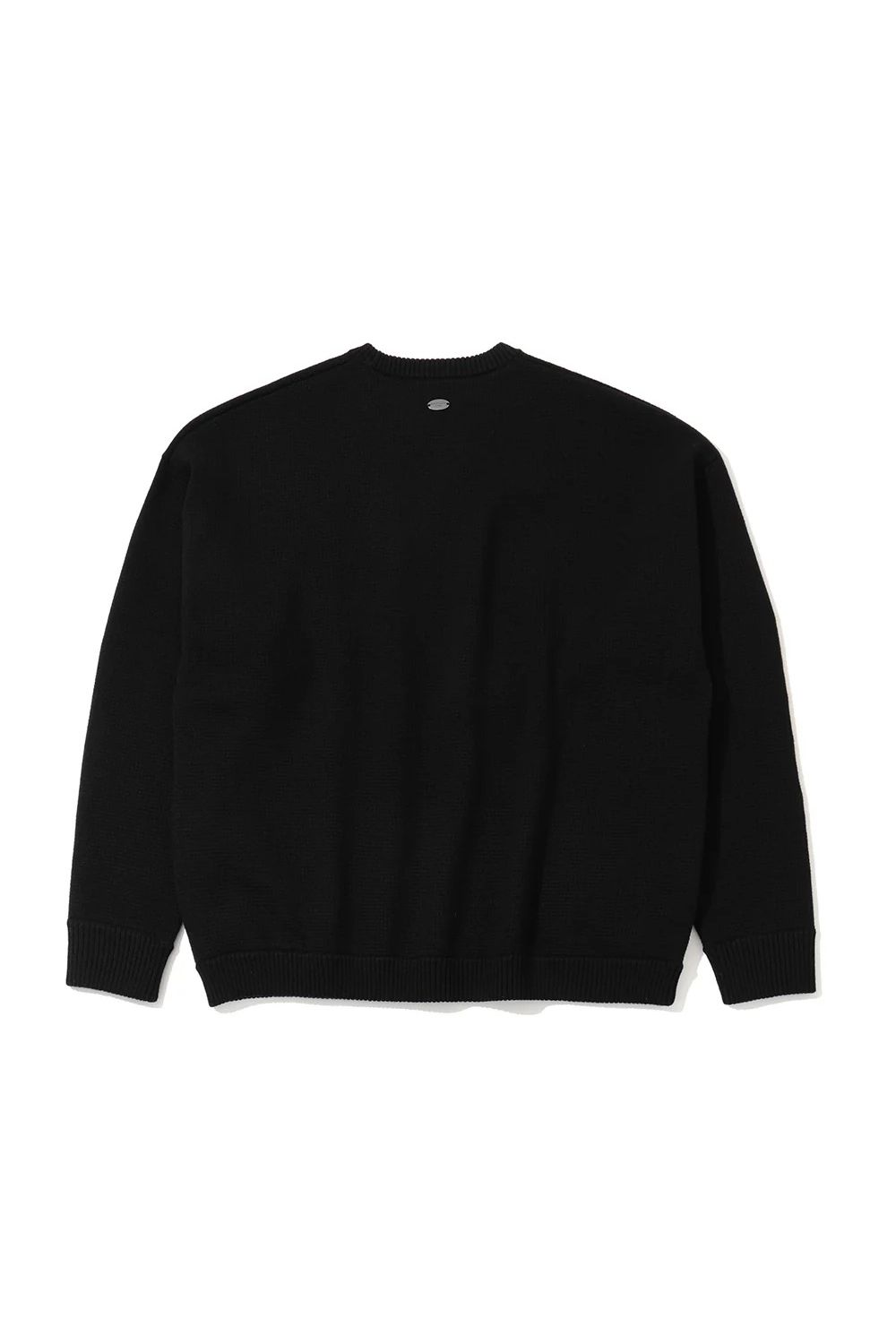 【26AW】 OBLIVION KNIT PULLOVER / CREST SKULLモチーフ サイドロゴ クルーネックニット (ブラック)