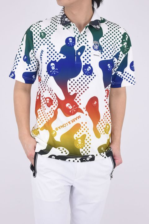 VECTOR POLO POINT COLLAR / ベクターカモフラージュ グラフィックポロシャツ (ホワイト)