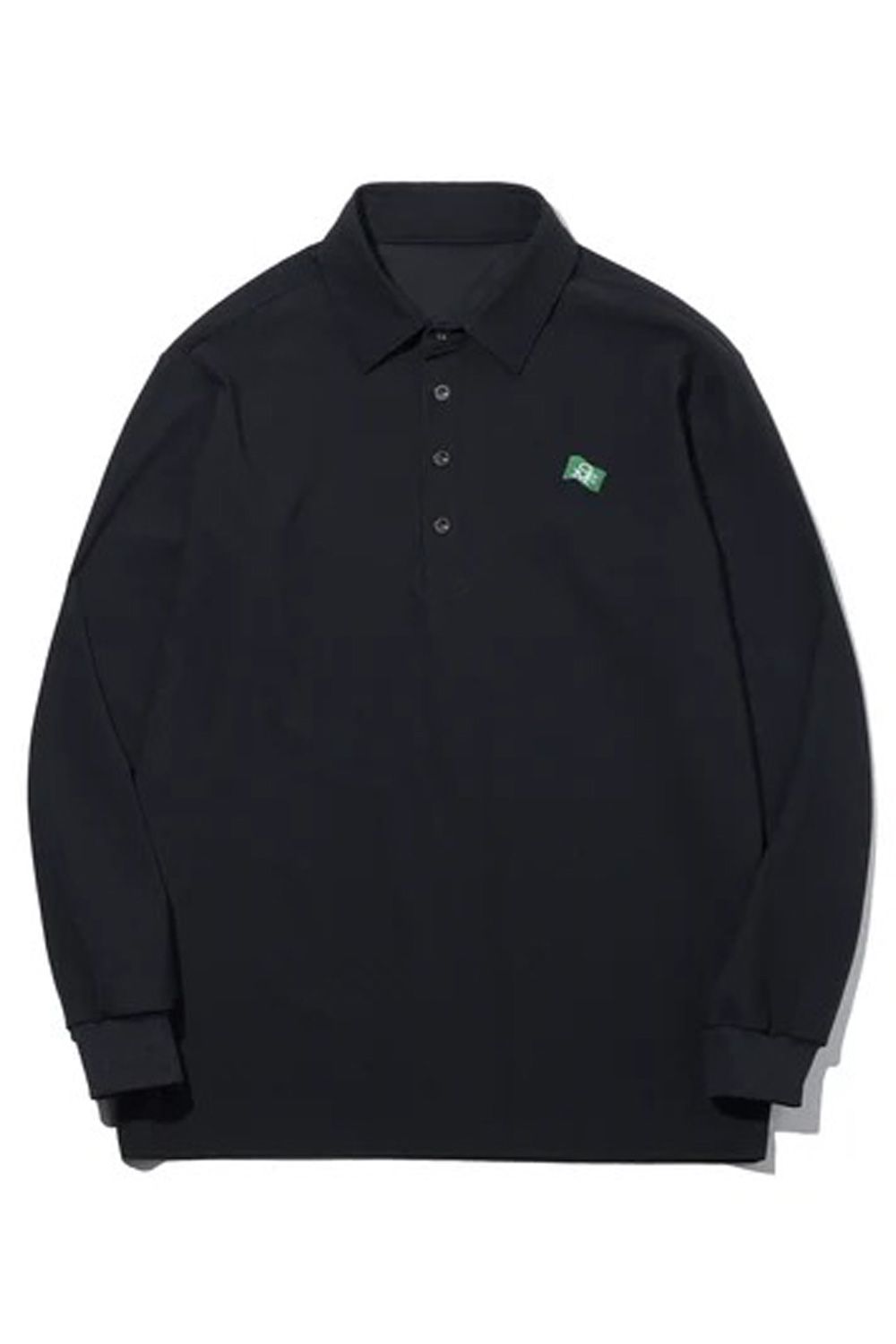 【26AW】 STRETCH KANOKO LONG SLEEVE POLO / ハイゲージカノコ素材 バックプリント 長袖ポロシャツ (ブラック)