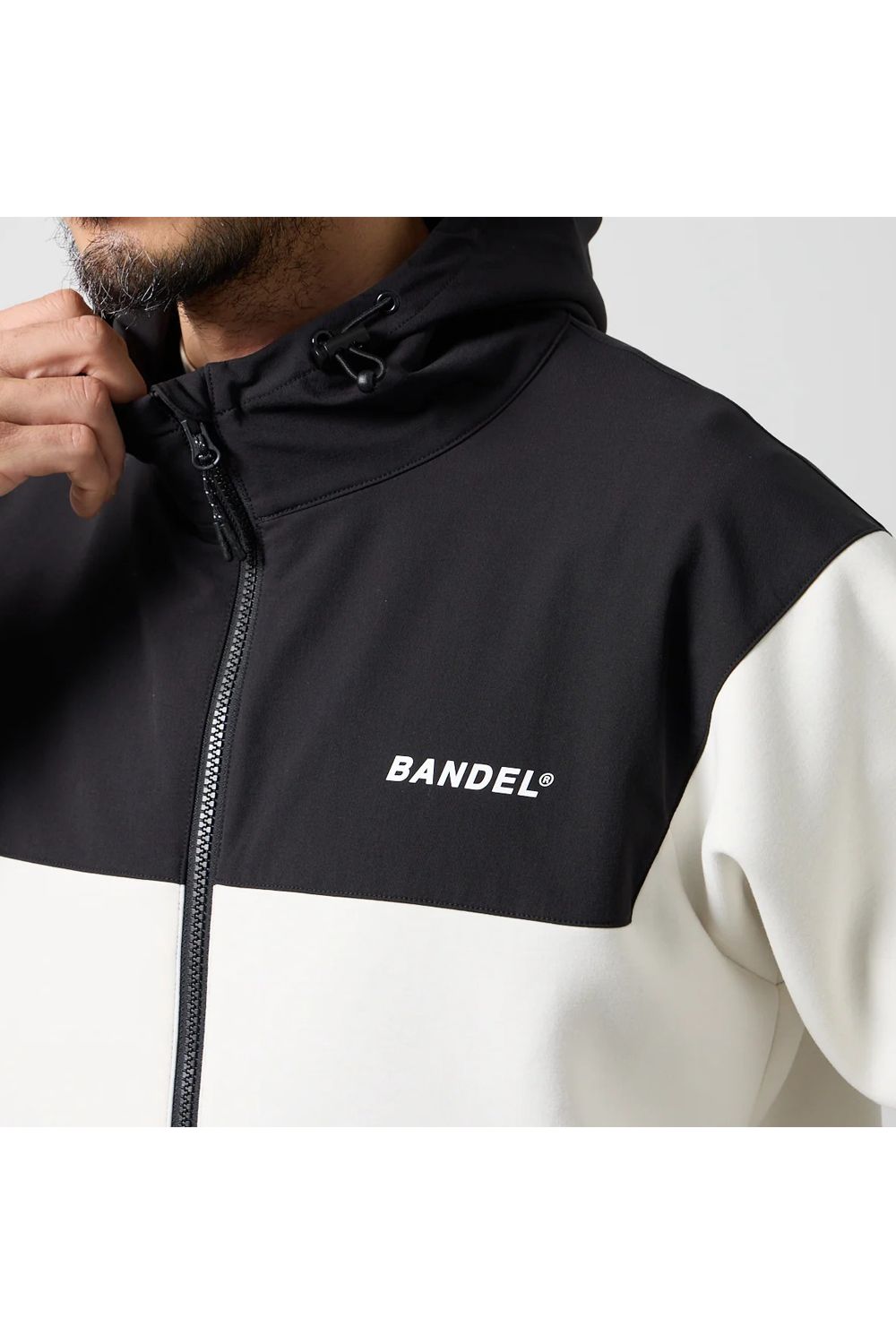 【26AW】 BONDING COMBINATION ZIP HOODIE / ボンディングコンビネーション ジップアップパーカー (ホワイト/ブラック)
