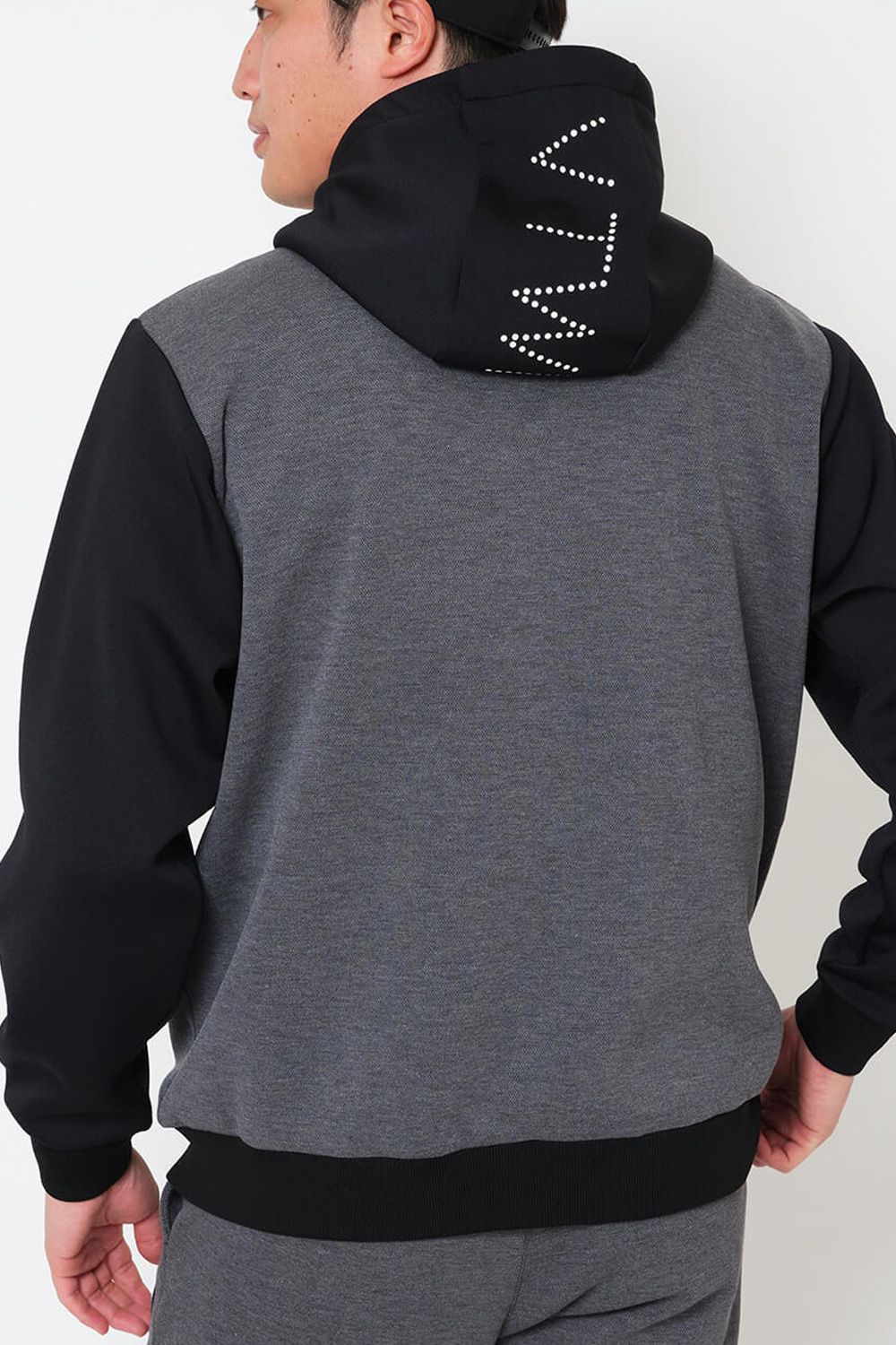 【25AW】 SW HC PARKA / ツートーン 異素材切り替え フルジップパーカー (ブラック)