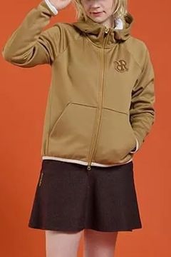 【25AW】 【レディース】 BRUSHED LOGO ZIP-UP HOODIE / ブラッシュロゴ ジップアップ パーカー (キャメル)*