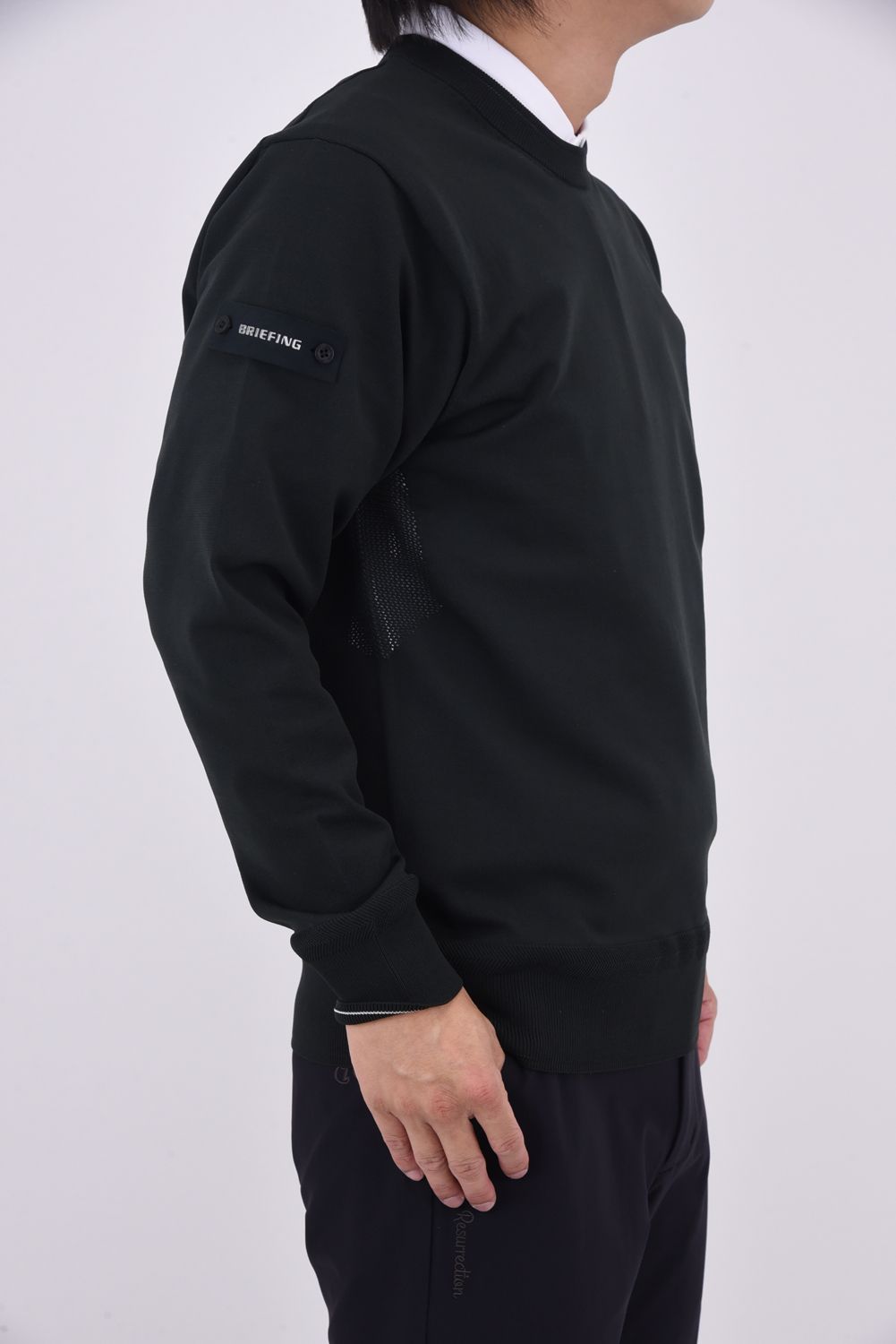 【25AW】 MEN'S WR CREWNECK KNIT / 超撥水糸 袖ワッペン クルーネックニット (ブラック)