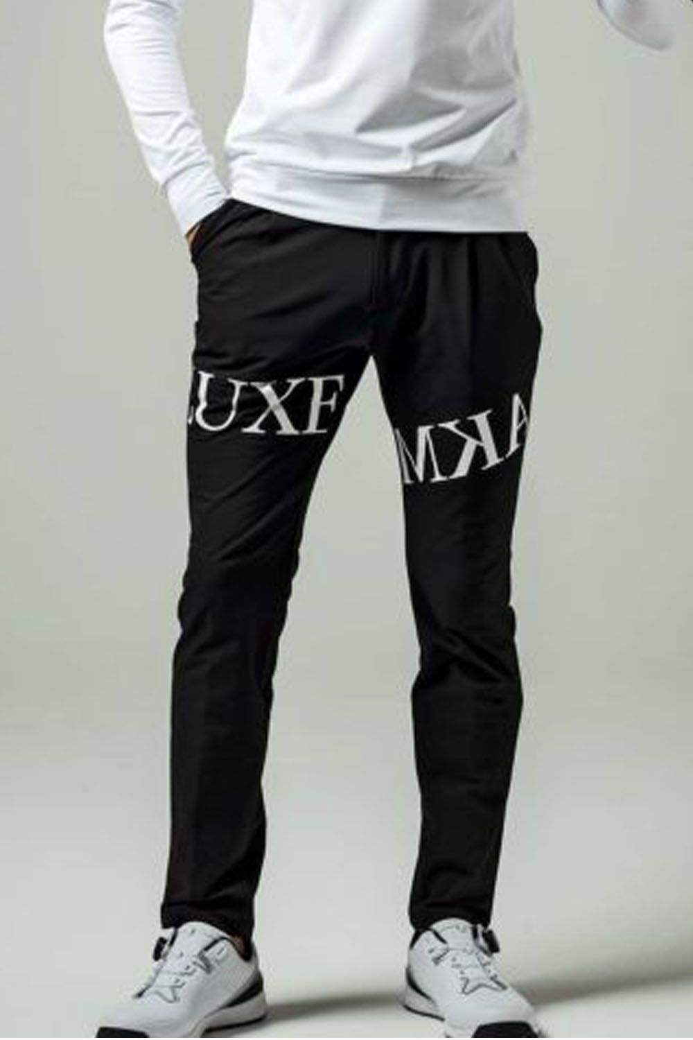 LUXEAKMPLUS - SOFT SHELL BRUSHED PANTS / 裏起毛 ロゴ ソフトパンツ