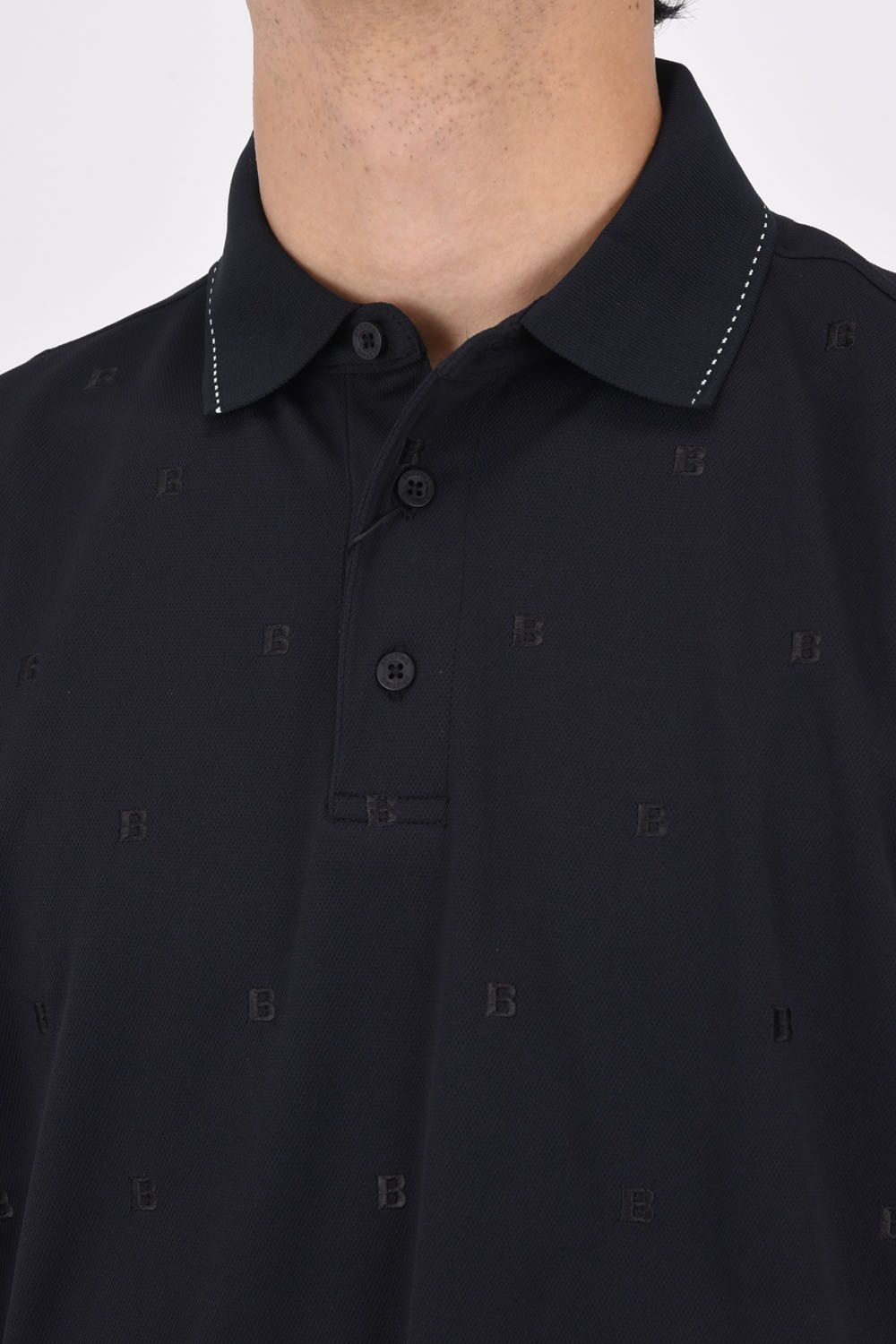 MENS ALLOVER EBM POLO RF / リラックスフィット ポロシャツ (ブラック)
