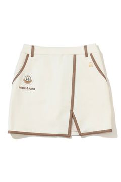 【2025AW】【レディース】 NORA SCUBA KNIT SKIRT / ダンボールニット レザーパイピング スカート (オフホワイト)