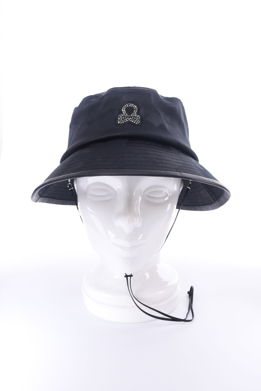 GAUGE CRYSTAL ICON HAT / オリジナルカモジャカード ドローコード付き バケットハット (ブラック)