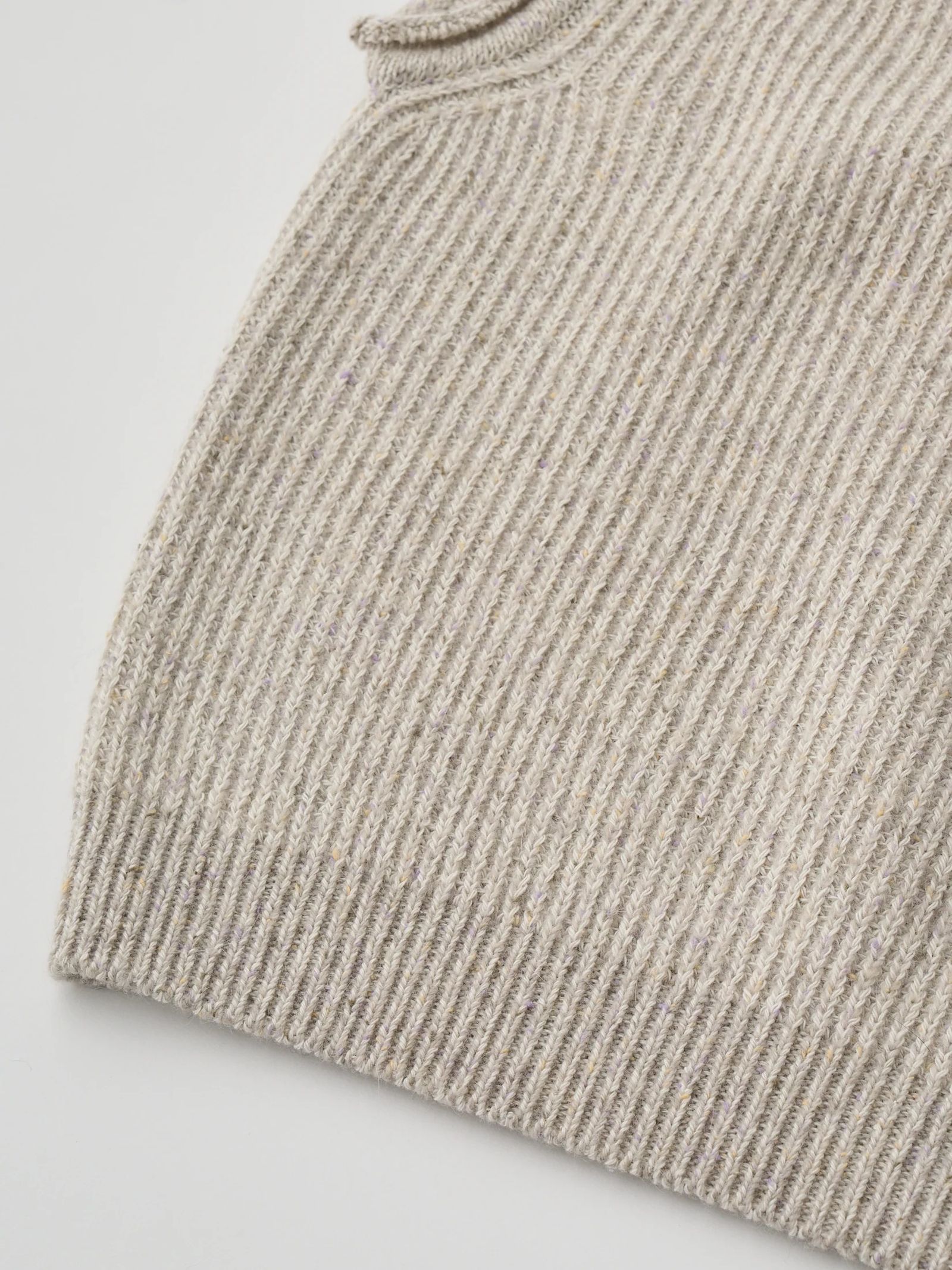 WOOLEN COTTON & SILK NEP WOOL TWEED-KNIT VEST / グレージュ