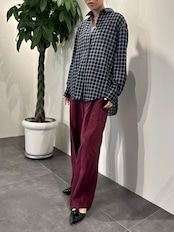 sheer check scarf shirt / シアーチェックスカーフシャツ / アイボリー