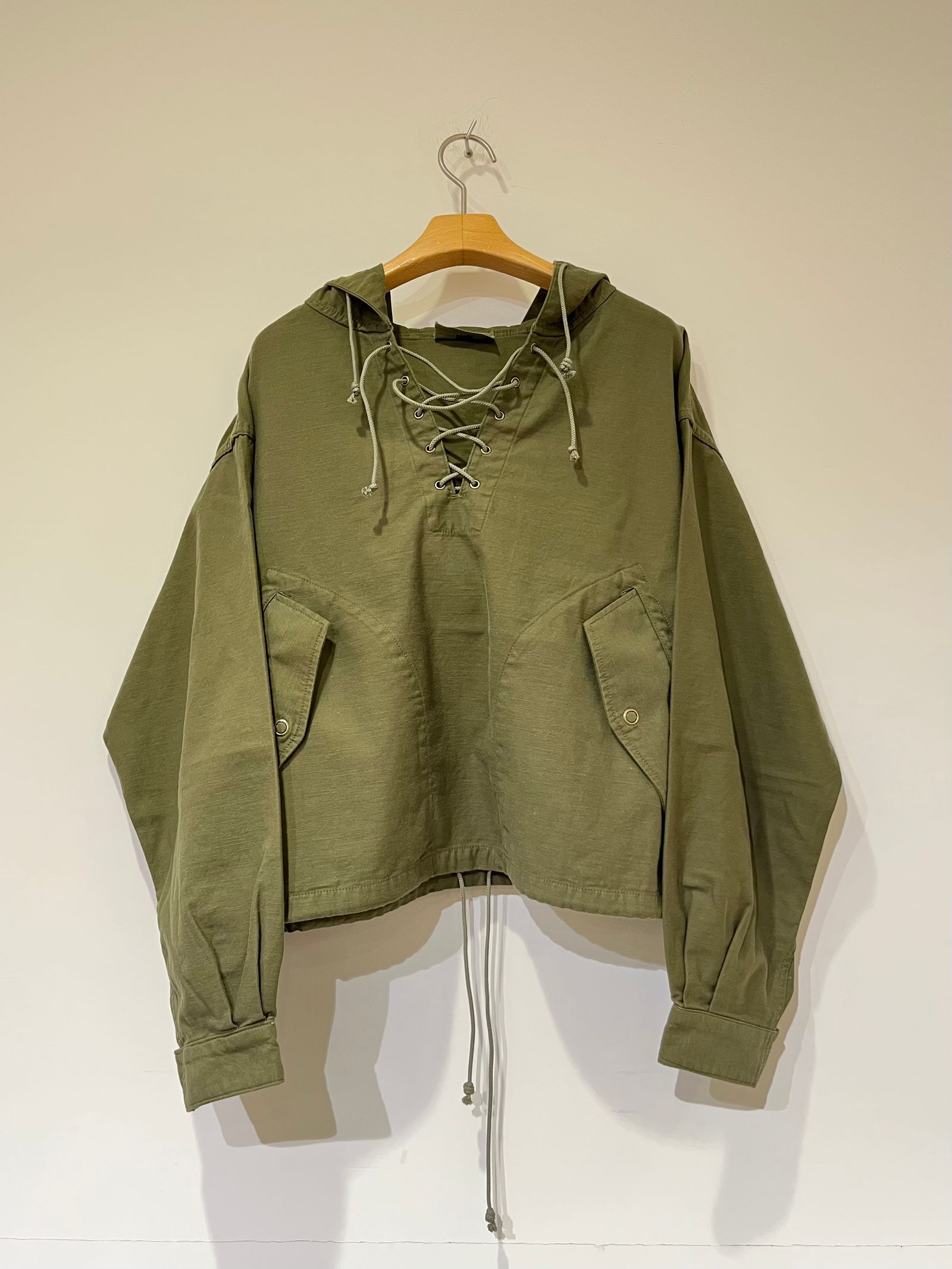 nowos/LACE UP PULLOVER SHIRT(GREEN)