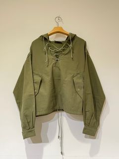 Lace Up Pullover Shirt / レースアップフード付きシャツ / カーキ