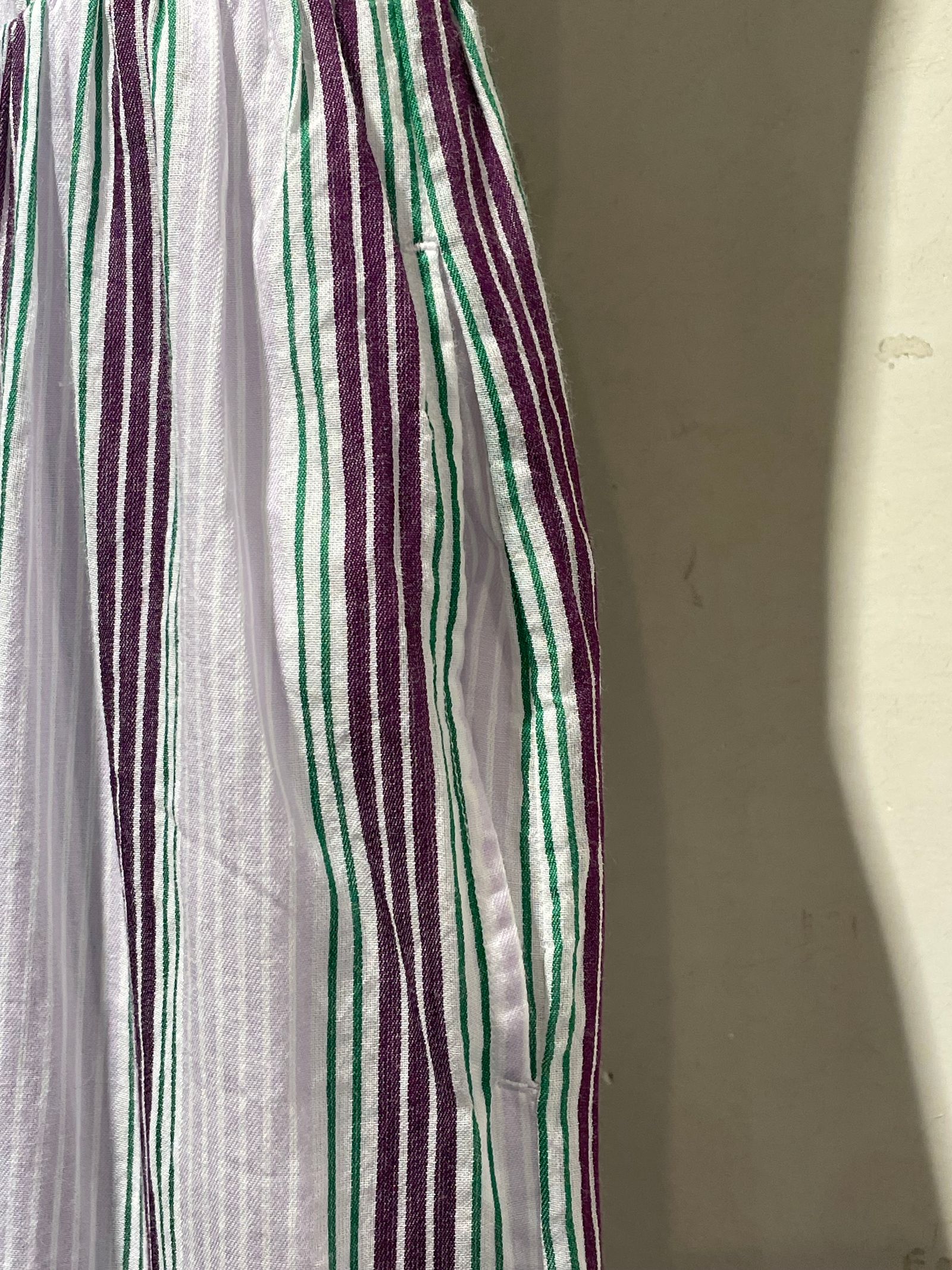Cotton Voile Stripe Sleeveless Slant Panel Dress / ノースリーブワンピース/ ストライプ / ライラック / パープル