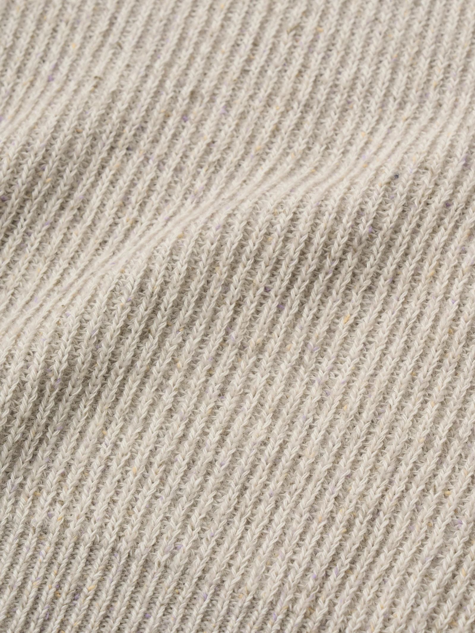 WOOLEN COTTON & SILK NEP WOOL TWEED-KNIT P/O / グレージュ