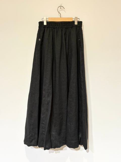 LINEN BALLOON SKIRT / リネンフレアスカート / ブラック