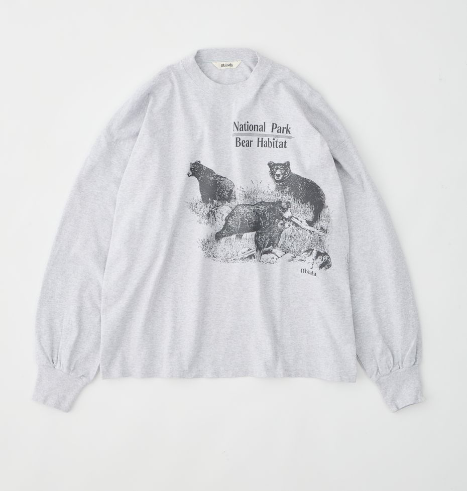 BEAR LONG TEE / プリントロンT / グレー