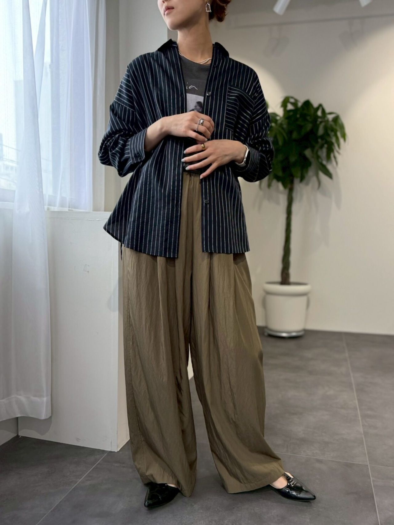 cotton nylon wide easy pants / コットンナイロンワードイージーパンツ / ブルー