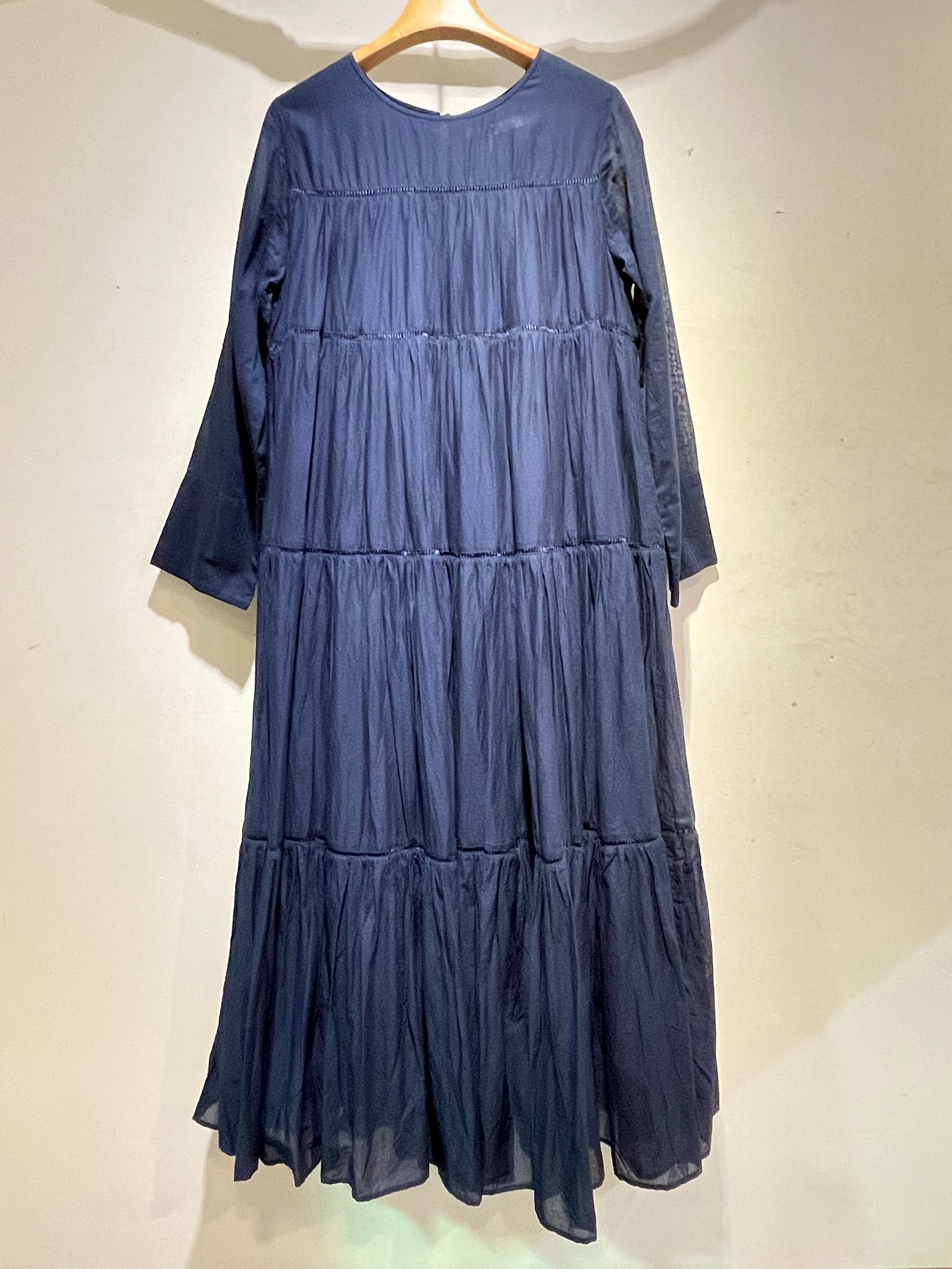 Cotton Voile Tiered Maxi Dress / ティアードマキシワンピース / ネイビー