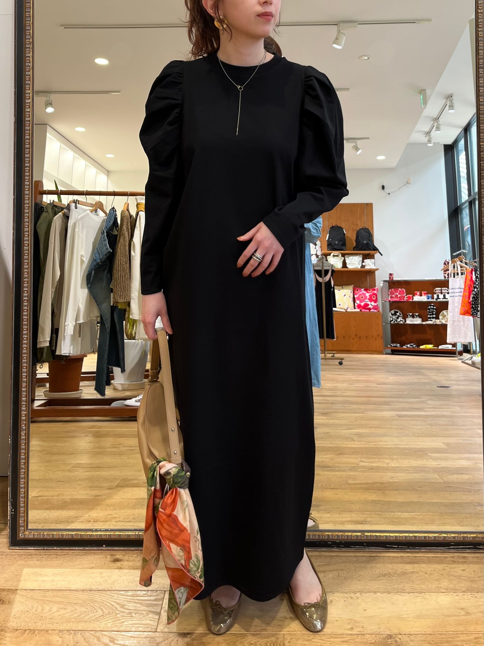 国内発送★Sabo Skirtシャーリング入りパフスリーブ袖ワンピース oblada - SHIRRING DRESS / シャーリングワンピース