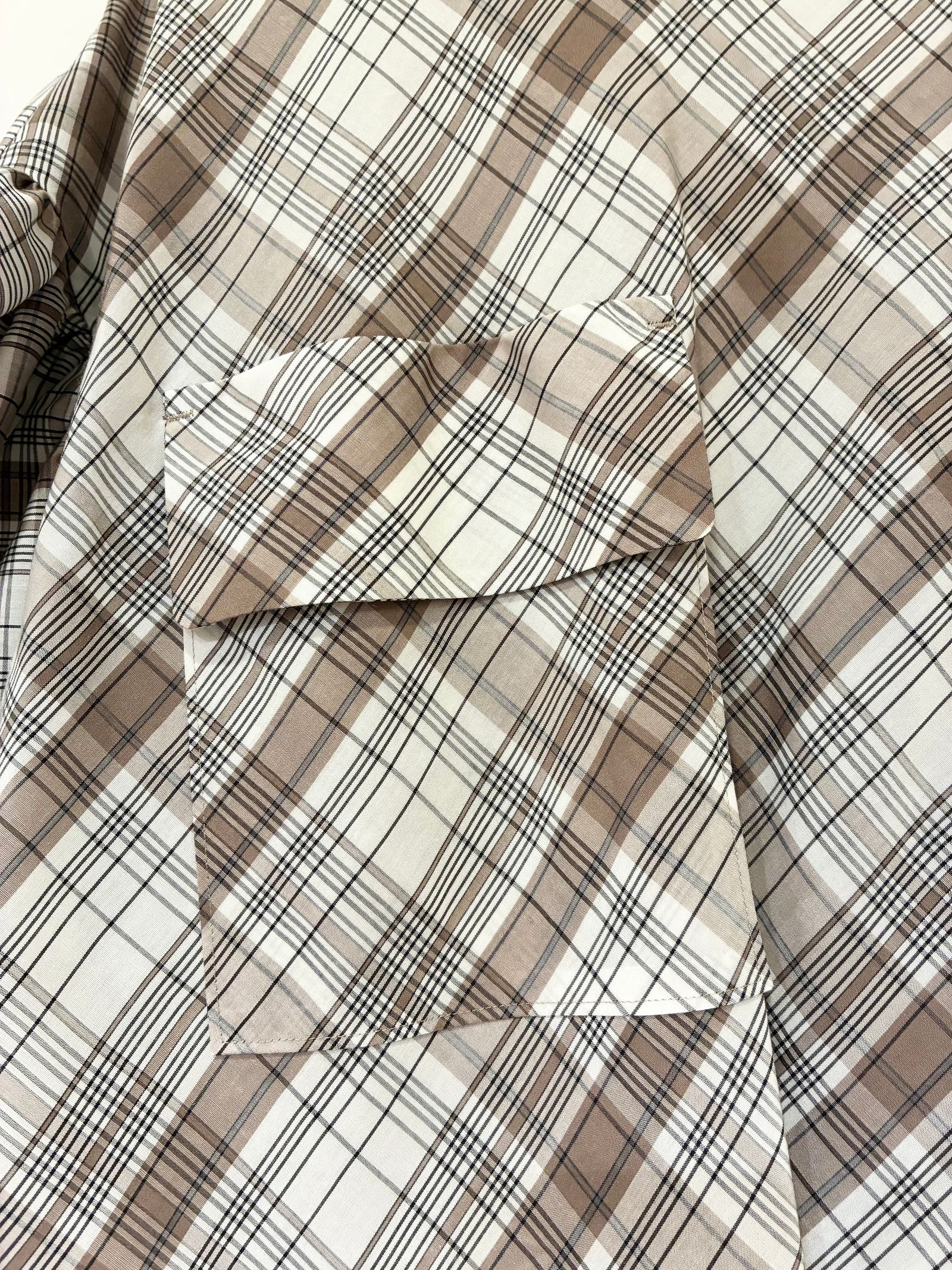 Sienna Glow Check Puff Blouse / パフスリーブチェックブラウス / ブラウン