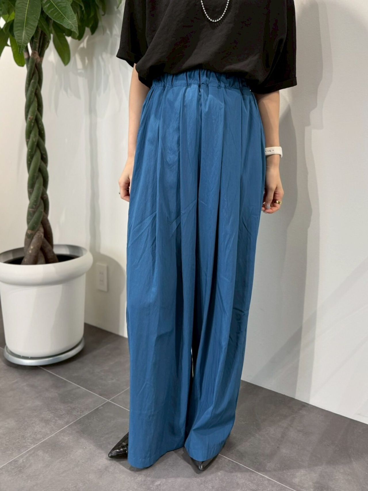 cotton nylon wide easy pants / コットンナイロンワードイージーパンツ / ブルー