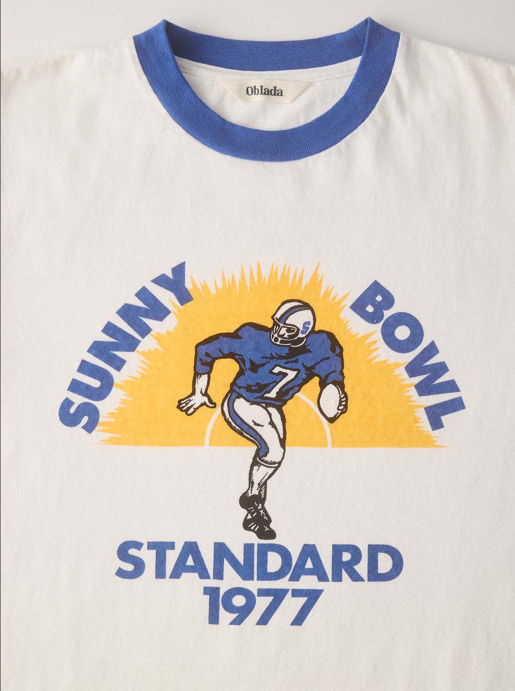 SUNNY BOWL TEE / プリントリンガーTシャツ / ブルー