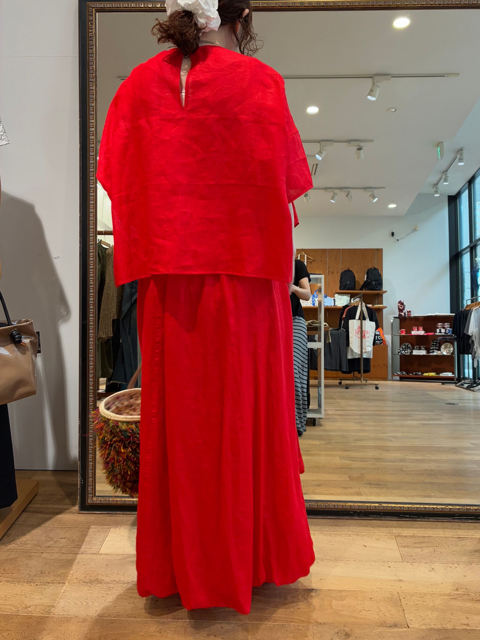 LINEN BALLOON SKIRT / リネンフレアスカート / レッド