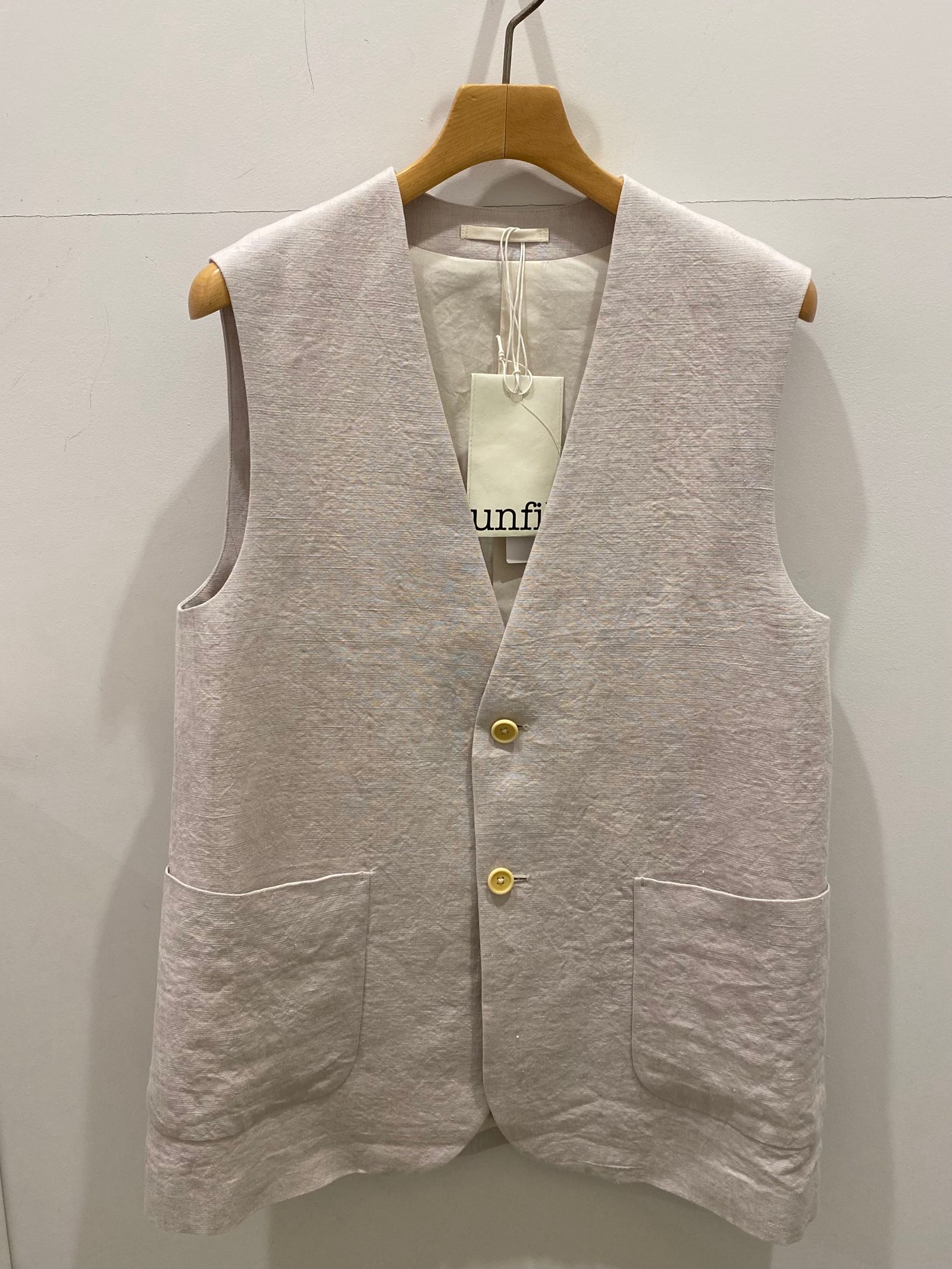 unfil アンフィル linen & silk slub canvas sleeveless jacket リネン