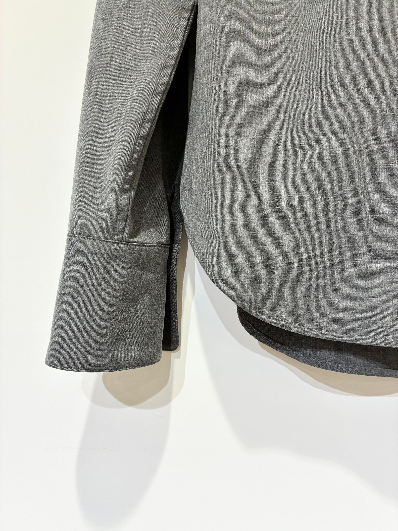 Flow Slim Shirts / ロングスリーブベーシックウールシャツ / チャコールグレー