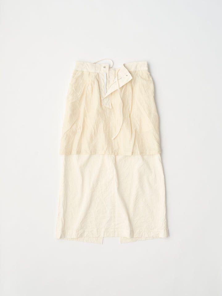 washed & wrinkled cordlane maxi skirt / ロングスカート / ミリタリースカート / ホワイト