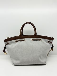 CAMPER / レザーコードキャンバスバッグ / ブラウン