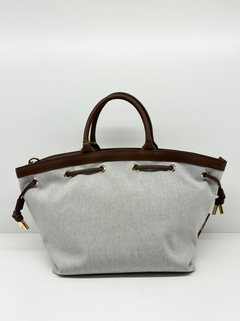 CAMPER / レザーコードキャンバスバッグ / ブラウン