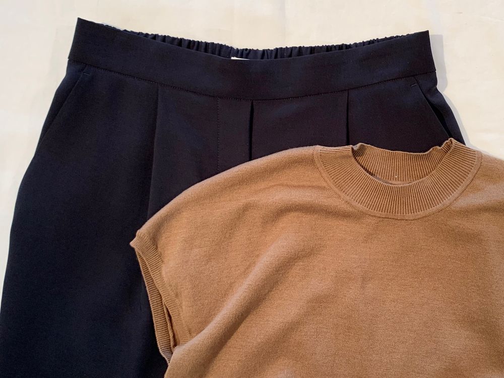 Ballseyのストレッチフロントタックテーパードパンツ