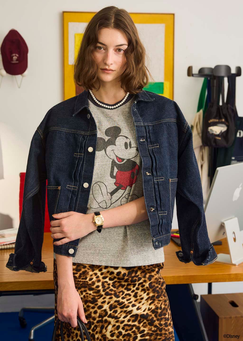 MICKEY RINGER TEE / ミッキープリントTシャツ / グレー