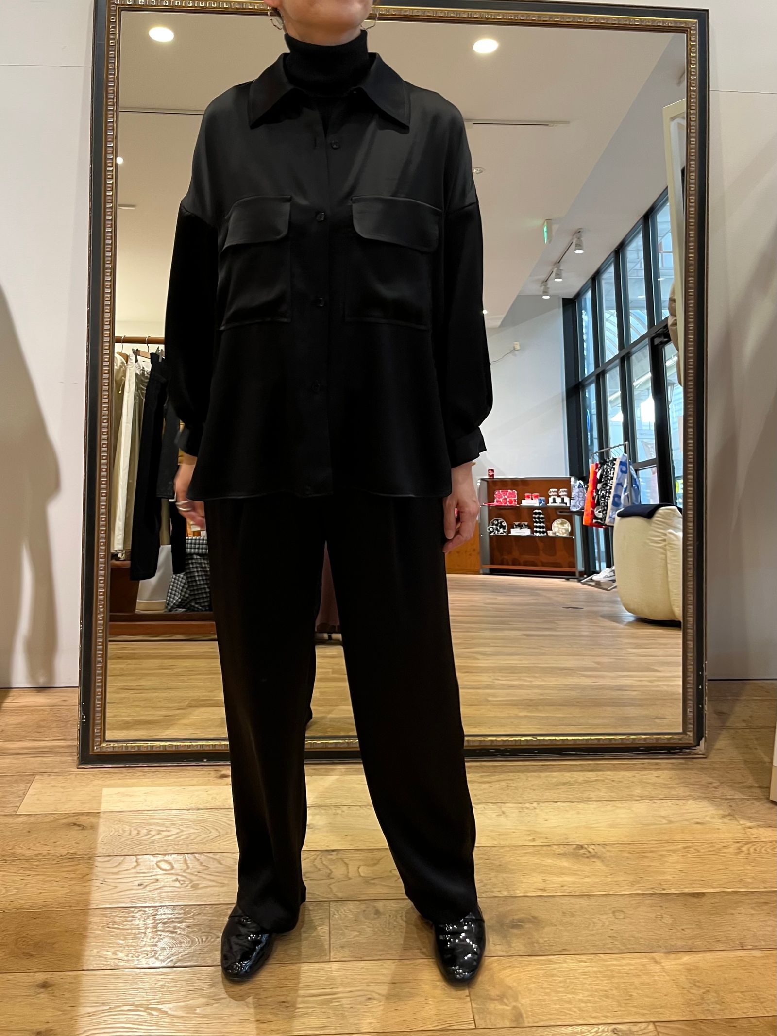 Bed&Breakfast / Satin LRM Shirts / サテンシャツ / ブラック