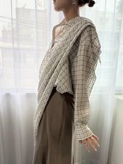 sheer check scarf shirt / シアーチェックスカーフシャツ / ネイビー
