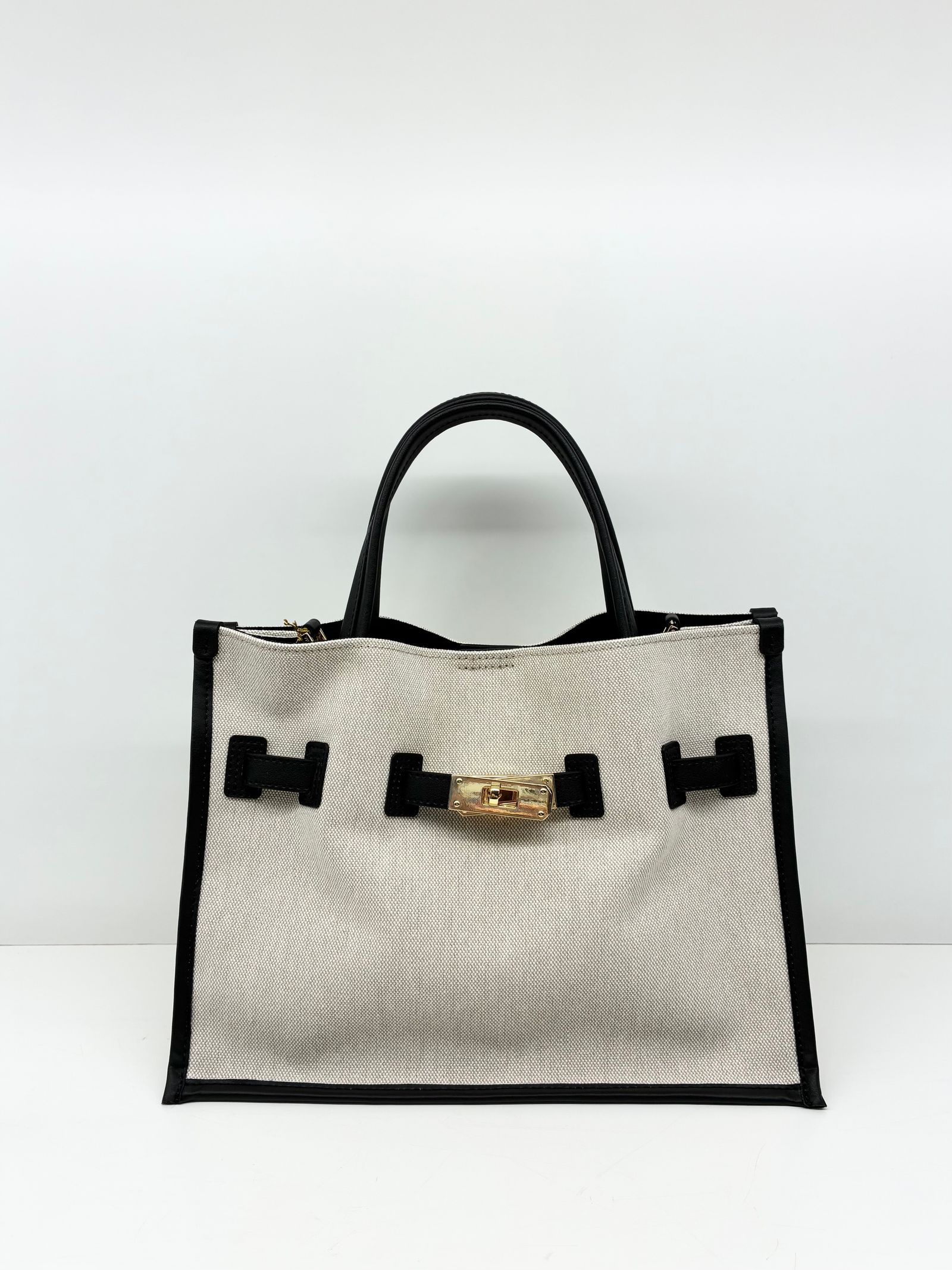 BRUNO / キャンバスレザーパイピングバッグ / キナリ / ブラック