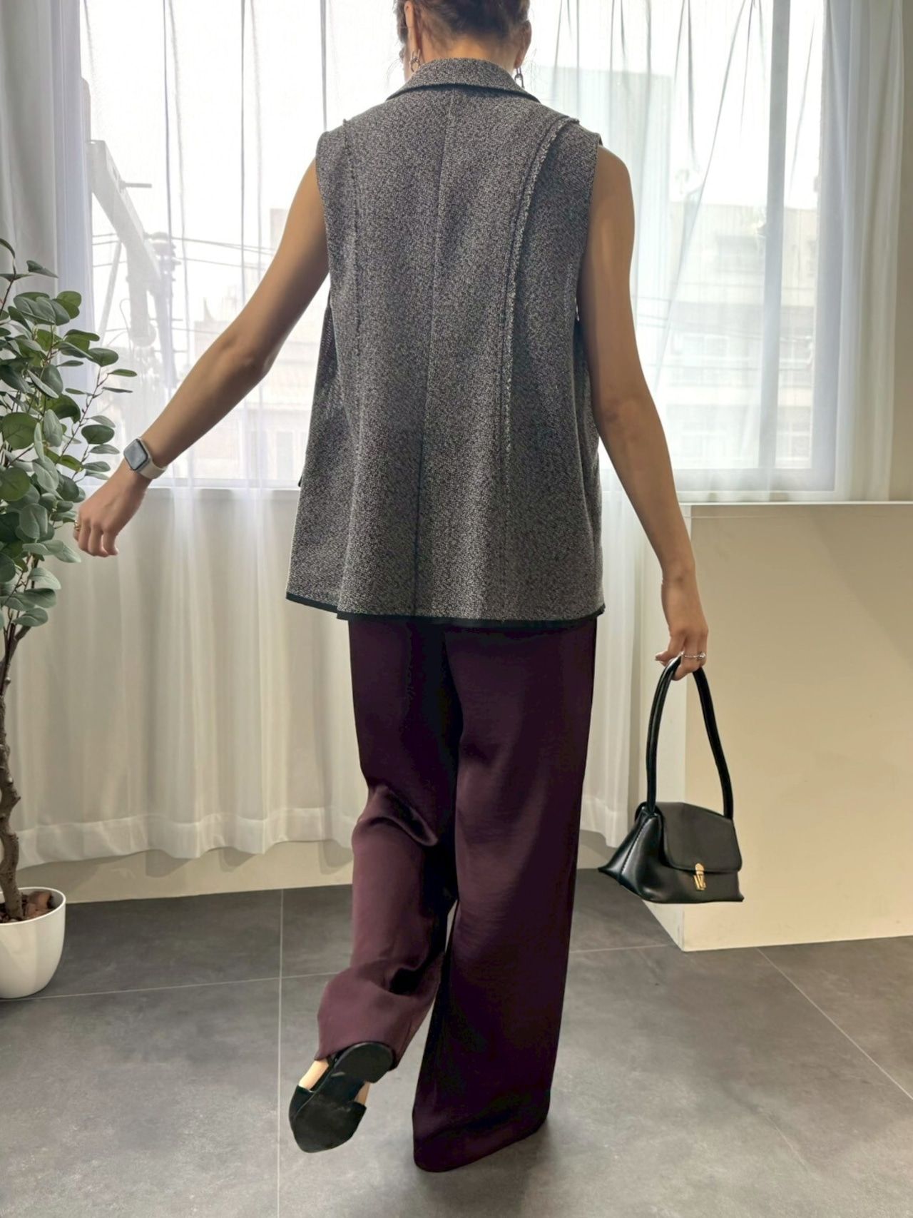 tweed like mesh gilet / ツイードライクメッシュジレ / グレー