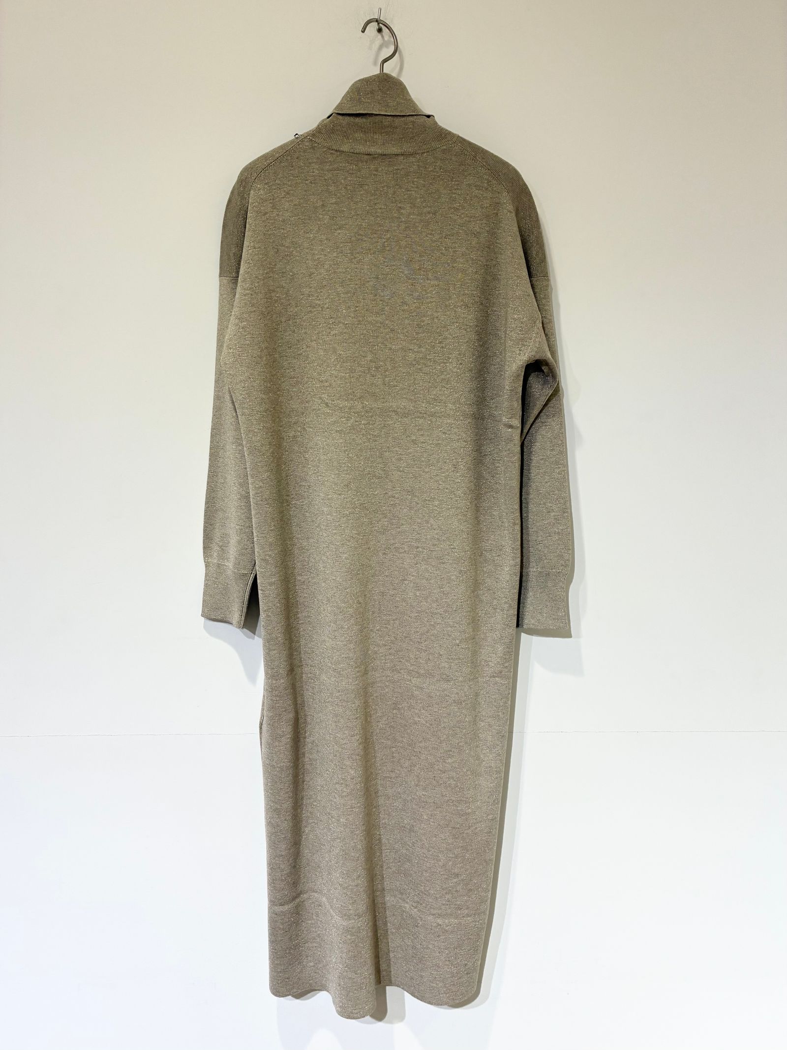 【ラメニット】ルレックスセーター ドレス / ニットワンピース / ベージュ