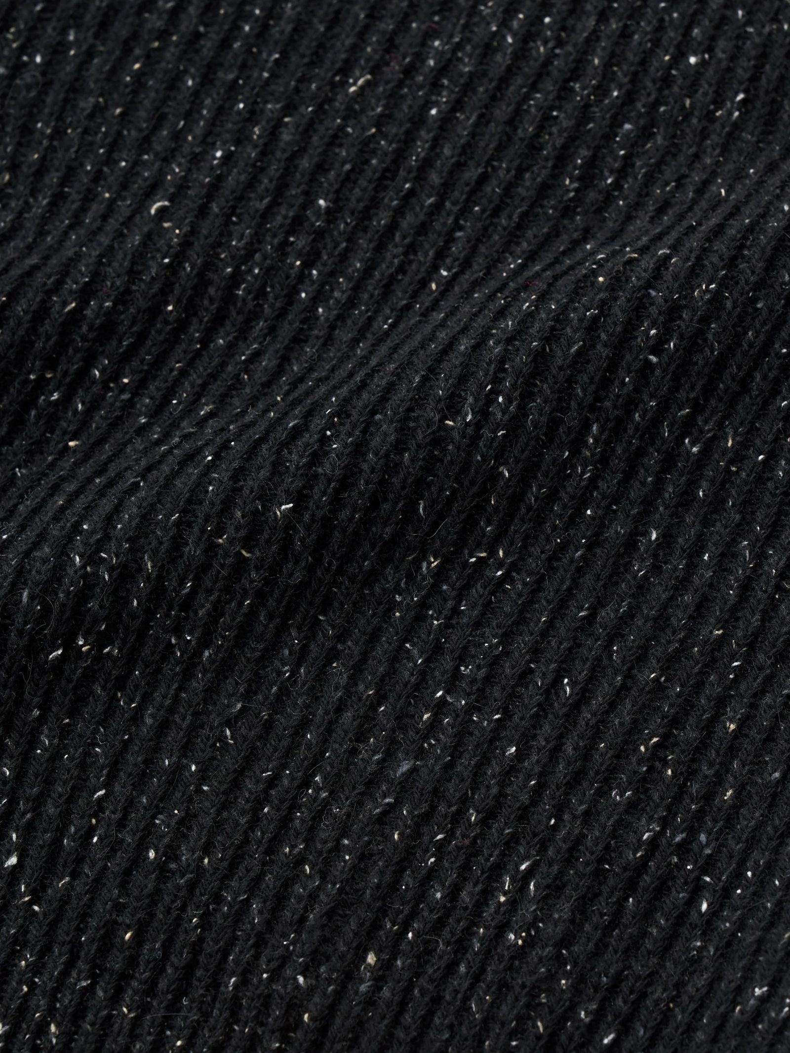 WOOLEN COTTON & SILK NEP WOOL TWEED-KNIT P/O / ブラック