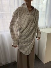 sheer check scarf shirt / シアーチェックスカーフシャツ / ネイビー