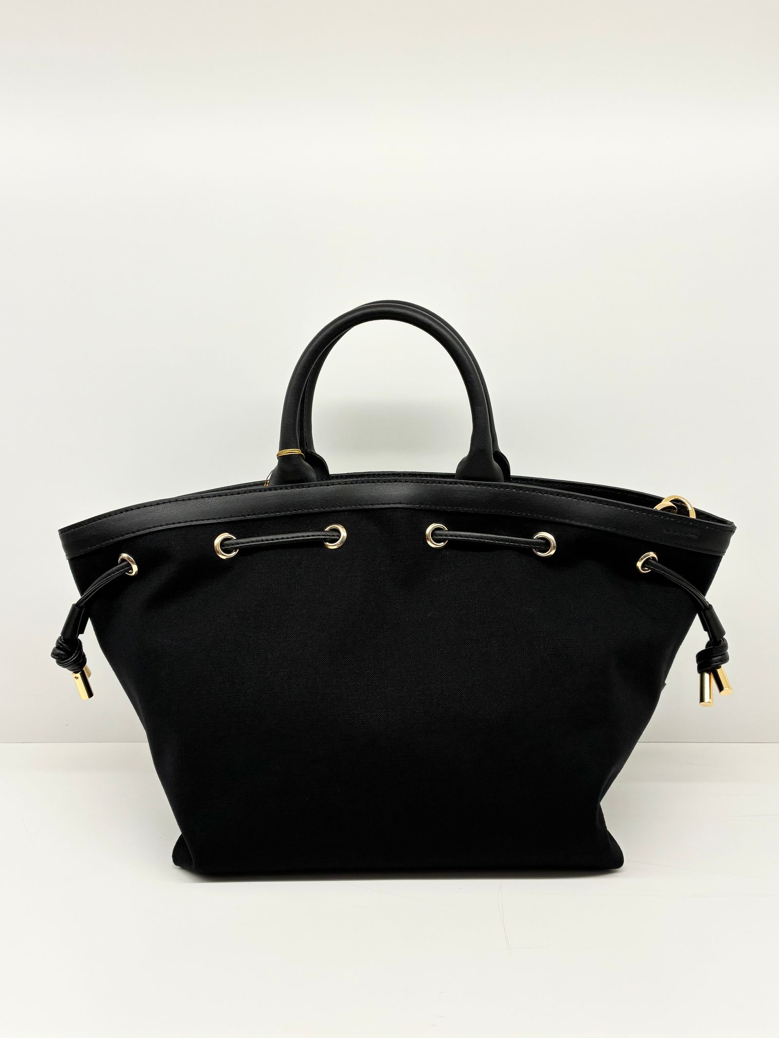 CAMPER / レザーコードキャンバスバッグ / ブラック