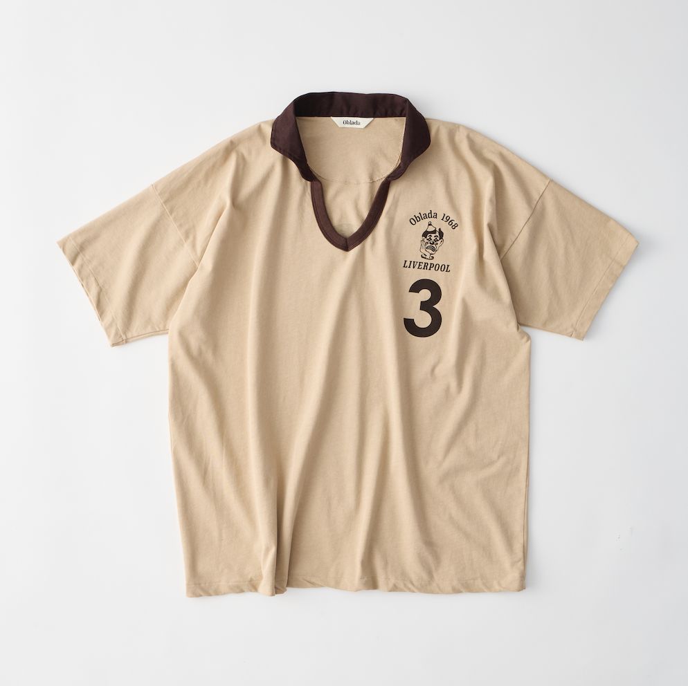 GAME SHIRT / 襟付き半袖プリントTシャツ / ベージュ