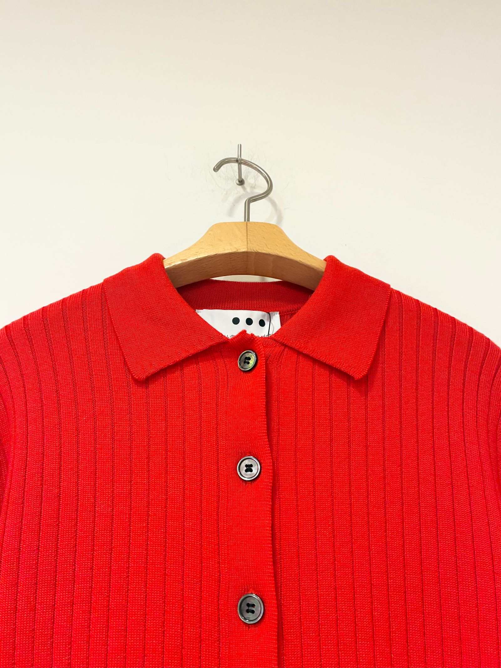 ウールアウトフィット ポロカーディガン / ポロニット / レッド / オレンジ